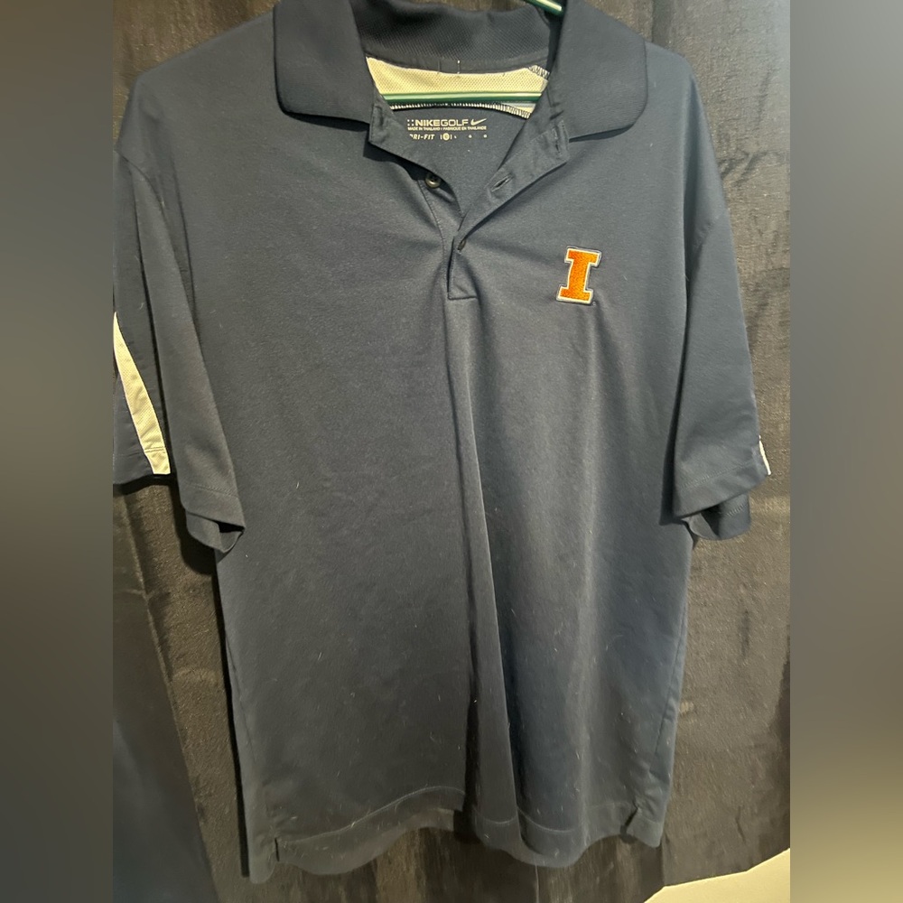 Nike Men's Golf Large Illini Navy Polo.